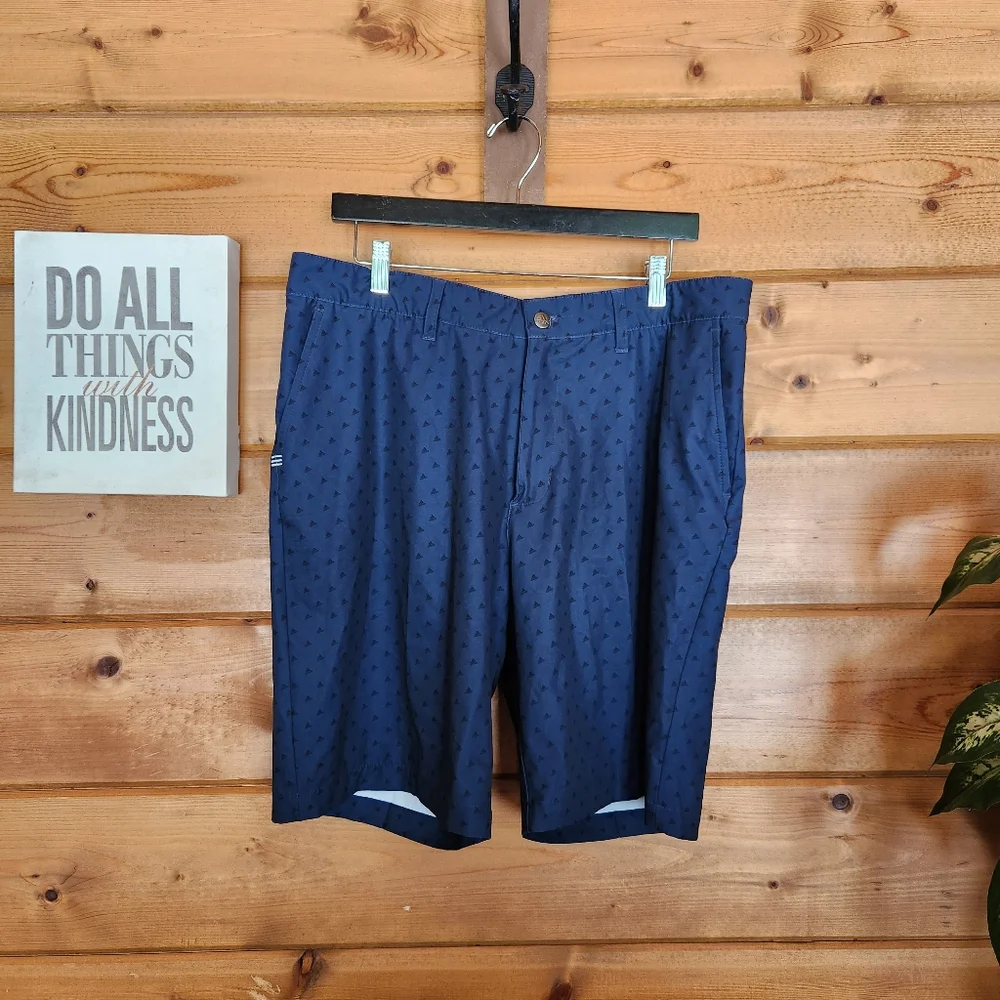 Adidas Ultimate 365 4Way Stretch Golf Short Adi Allover Print Blue Breathable 36